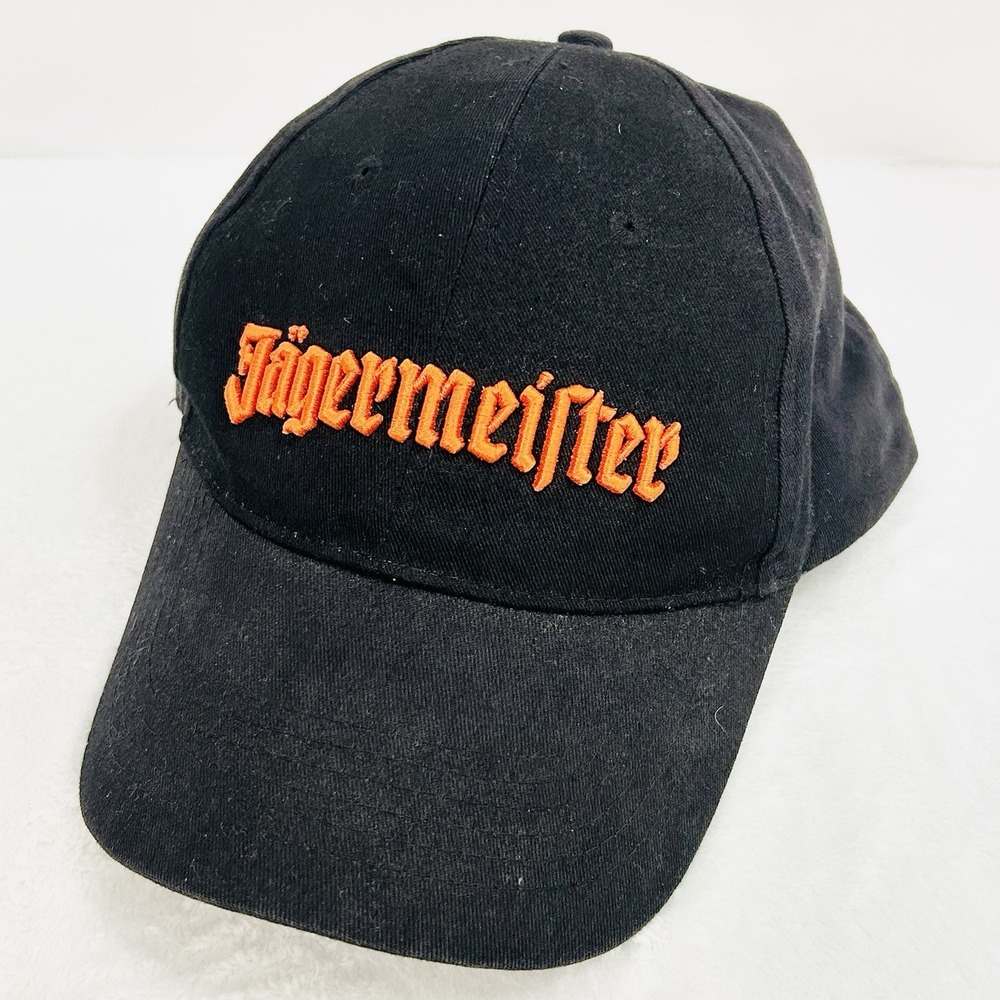 Jagermeister Wordmark Patch Hat Cap Adjustable Strapback‎ Black Outdoors Casual